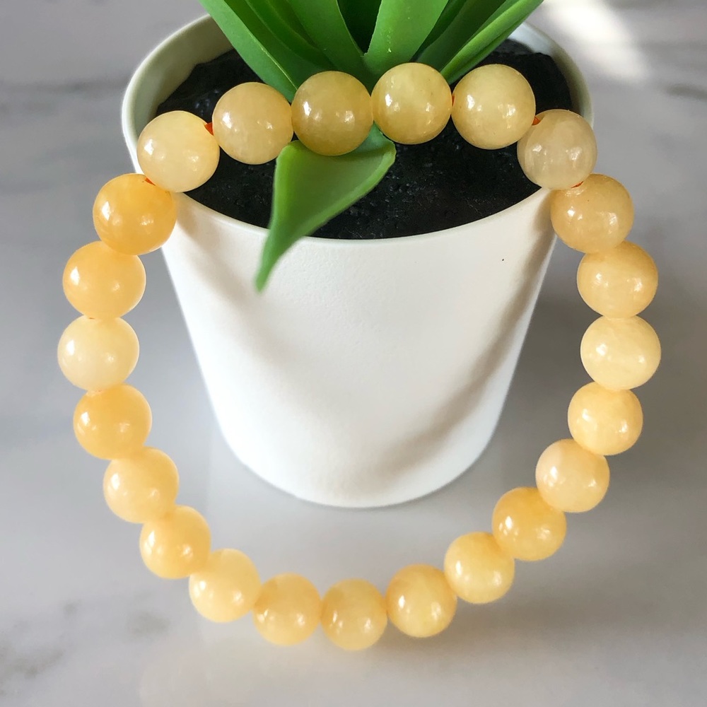 Honey Calcite Bracelet Natural Stone 8mm Beads Stretchable Bracelet